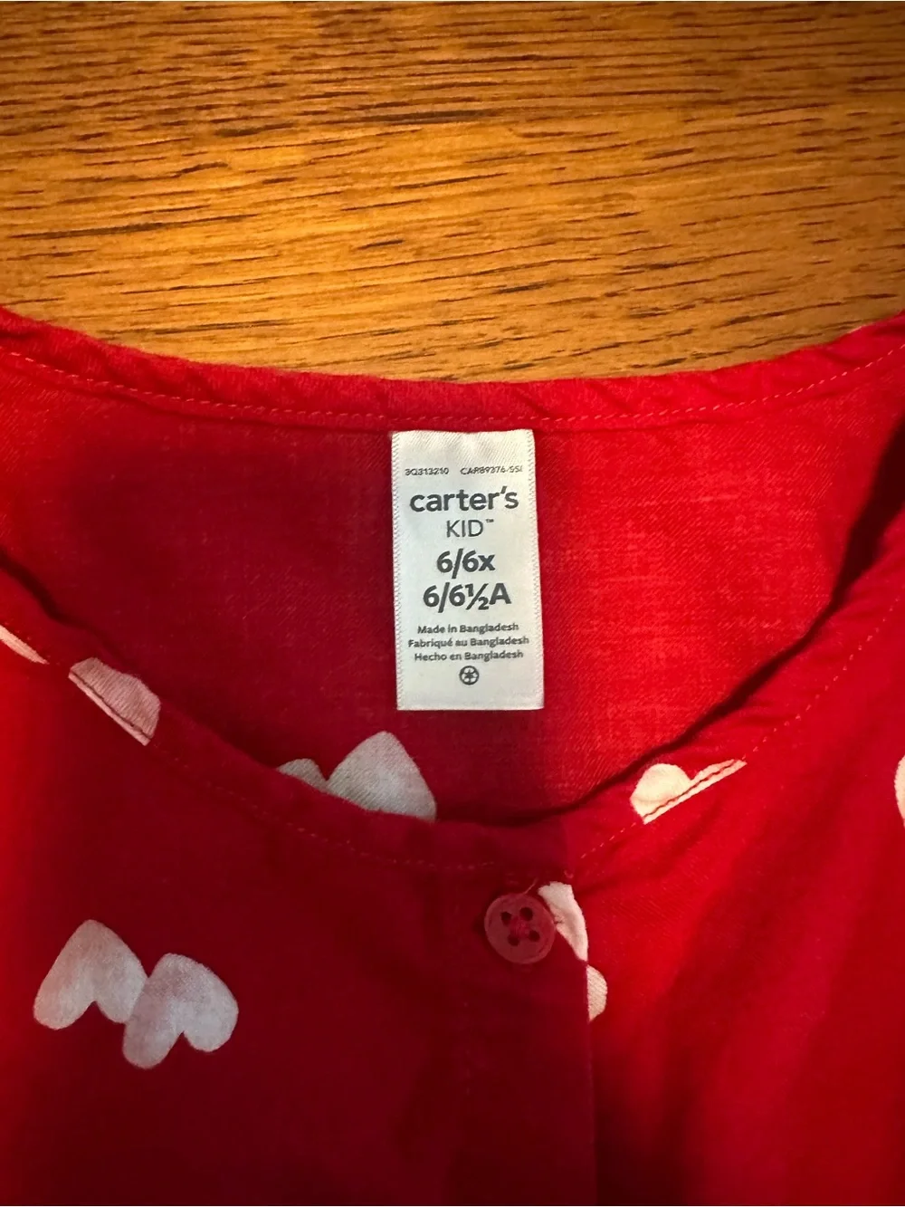 Carter's Red Heart-Print Button Front Peplum Top